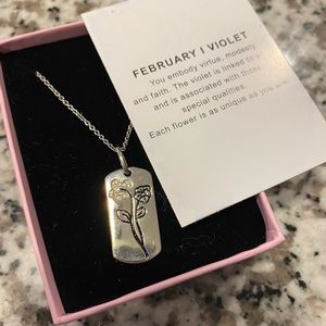 Diamonique February Birth Flower (Violet) Necklace Gift